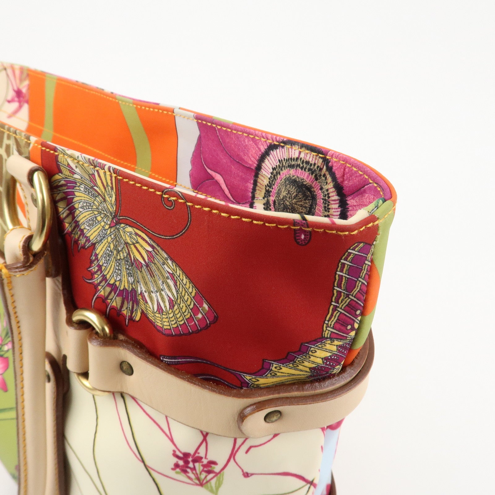 Ferragamo Gancini Nylon Leather Tote bag Shoulder Bag Multicolor