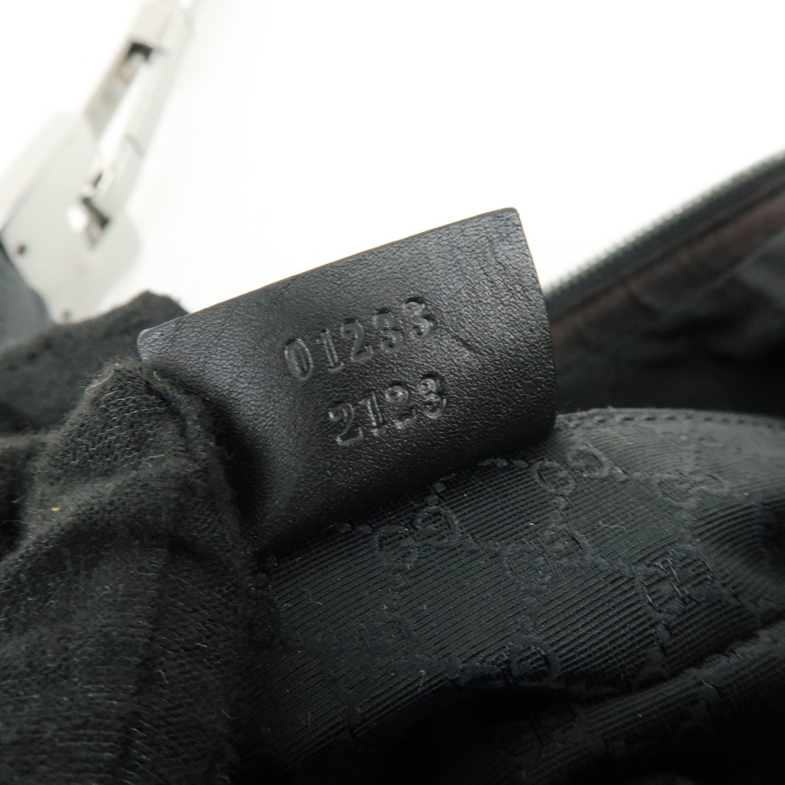 GUCCI Sherry Denim Leather Shoulder Bag Hand Bag Navy 01233