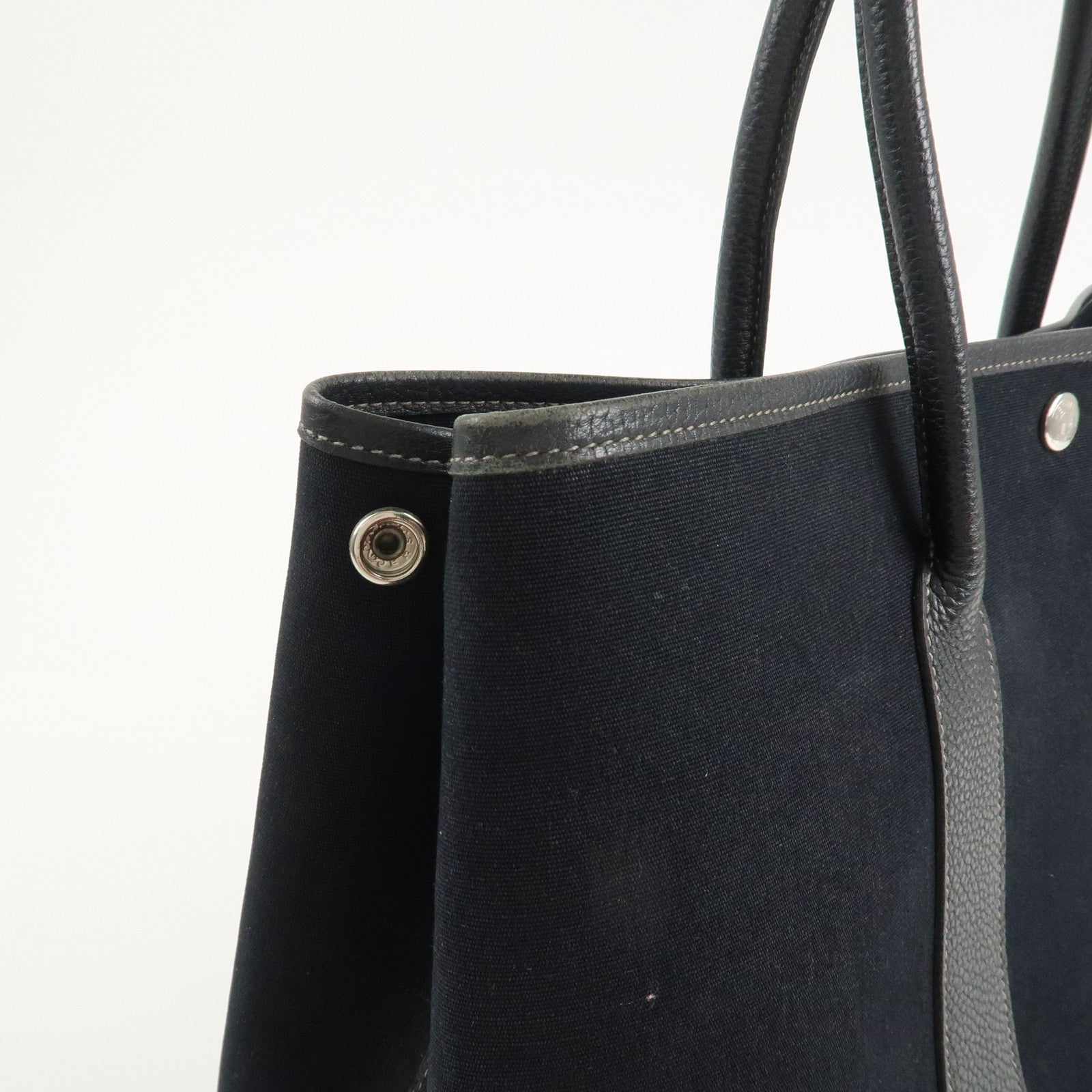 HERMES Negonda Leather Garden Party PM Tote Bag Hand Bag Black Used