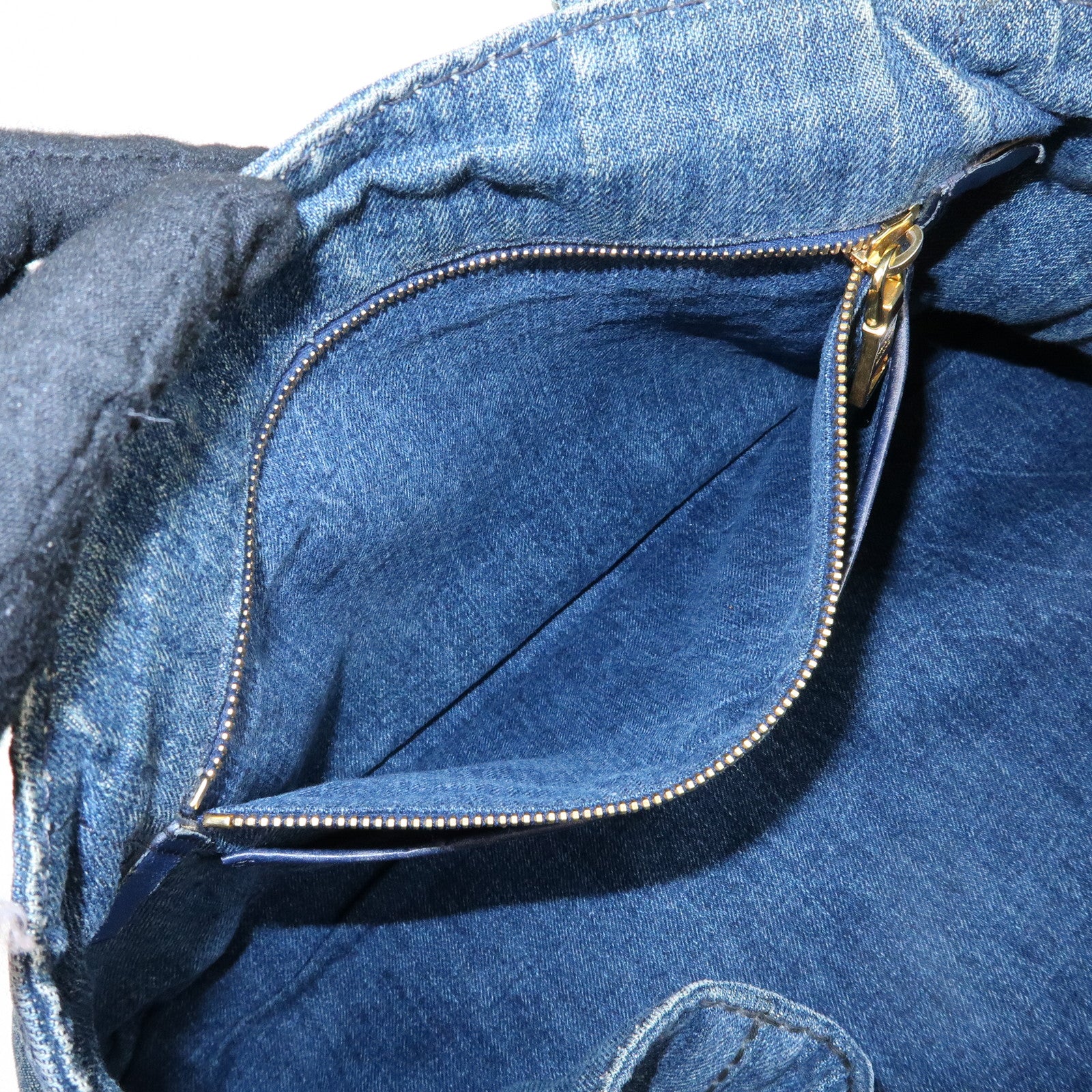 PRADA Triangle Logo Canapa Denim Tote Bag Hand Bag Shoulder Bag