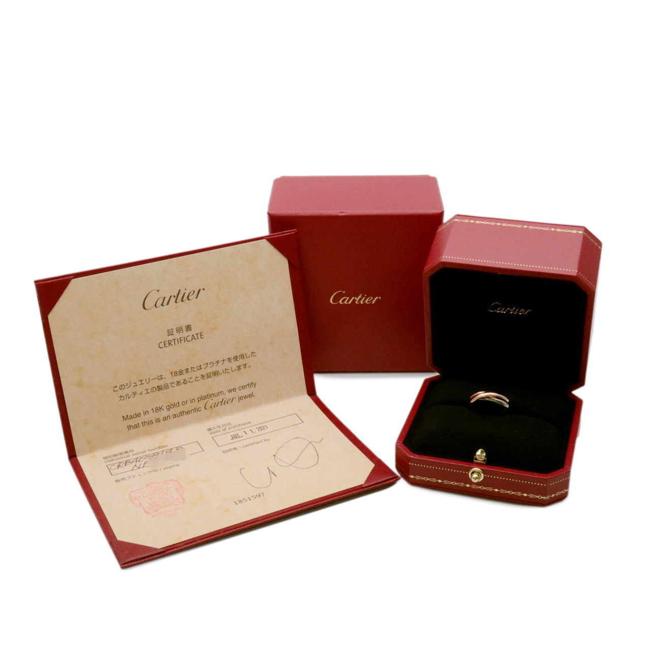 Cartier Trinity Ring SM K18 750YG/WG/PG #48 US4.5 EU48 HK10