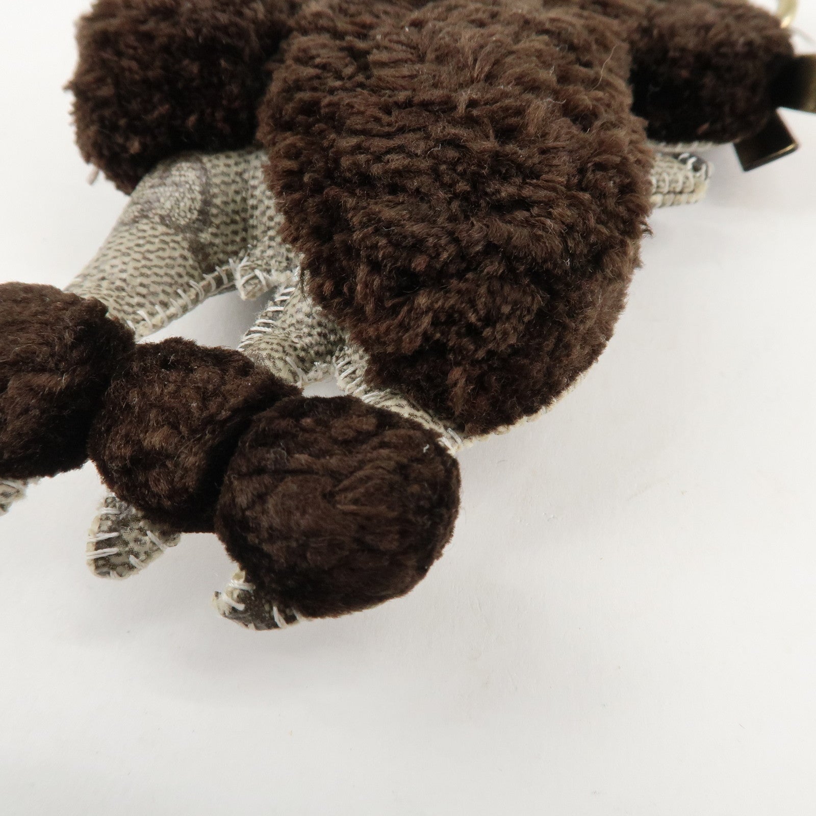 GUCCI Gucciori Leather GG Supreme Bag Charm Poodle Beige Brown Used