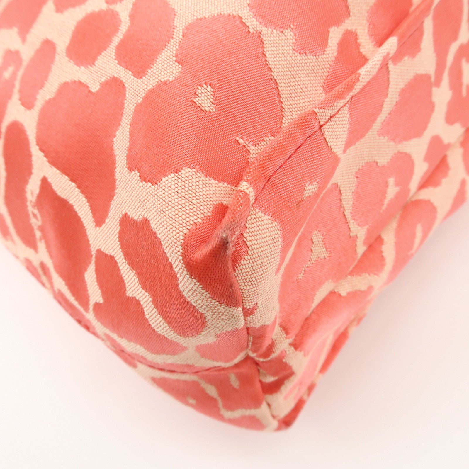 FENDI Canvas Leather Leopard Tote Bag Hand Bag Pink 8BH173