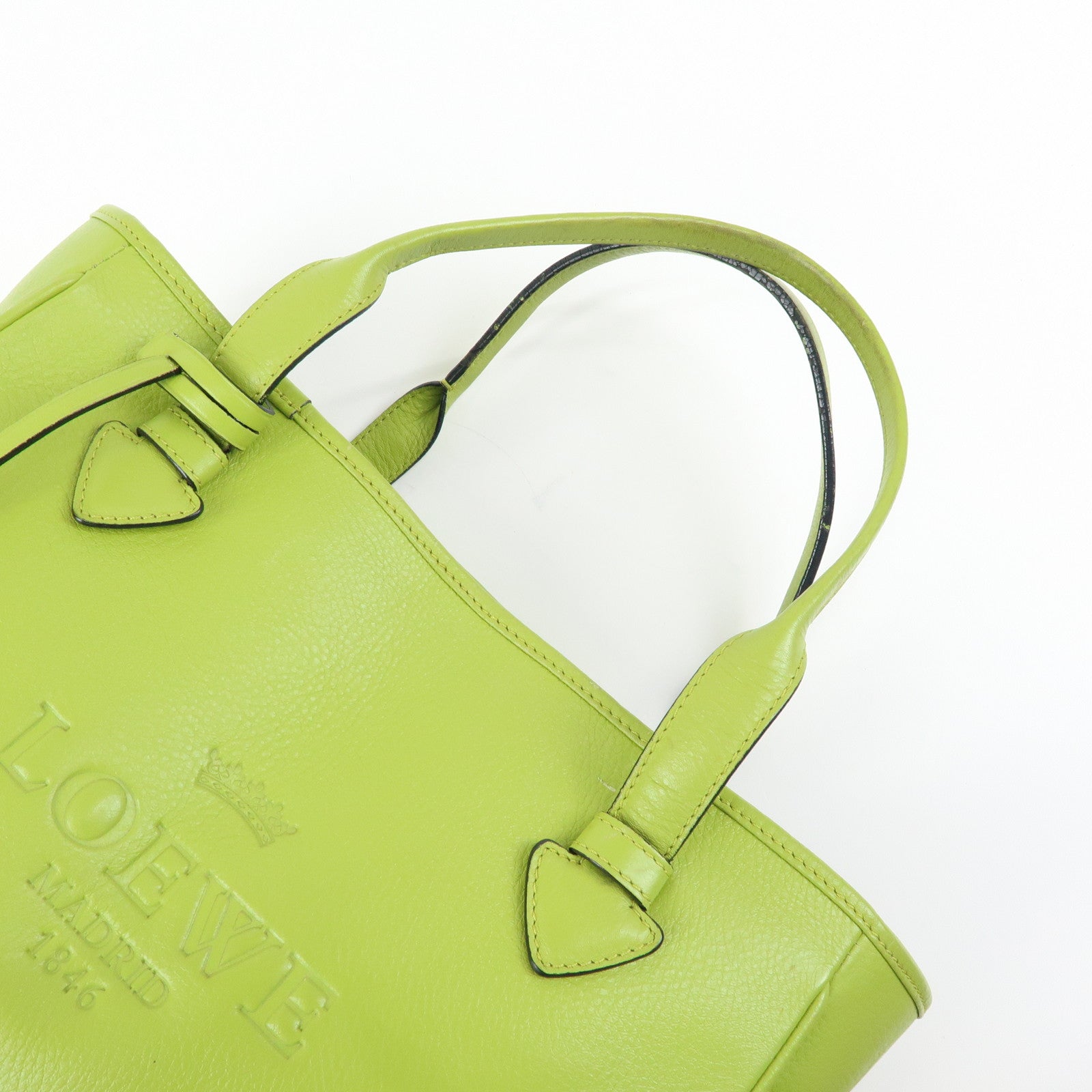 LOEWE Heritage Leather Tote Bag Hand Bag Light Green