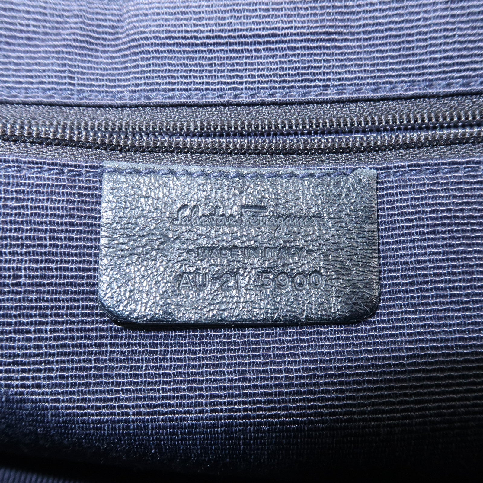 Ferragamo Gancini Canvas Leather Shoulder Bag Navy Black