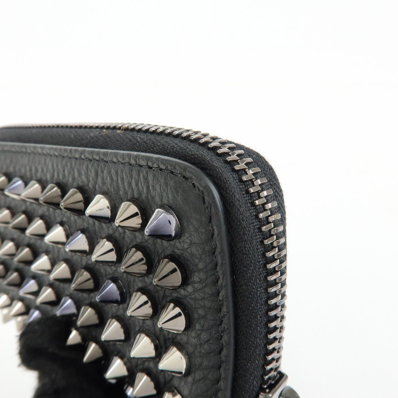 Christian Louboutin Leather Panettone Studs Key Case Black