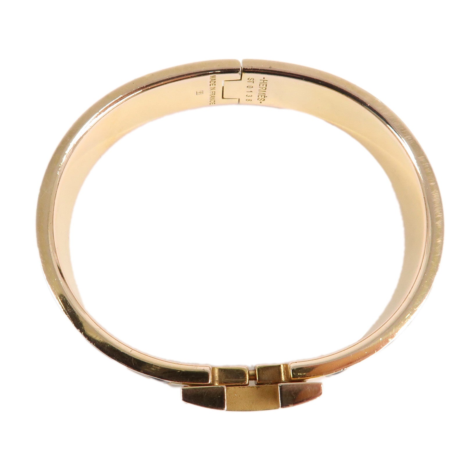 HERMES Clic Clac PM H Logo Bangle Bracelet Gold Black Used