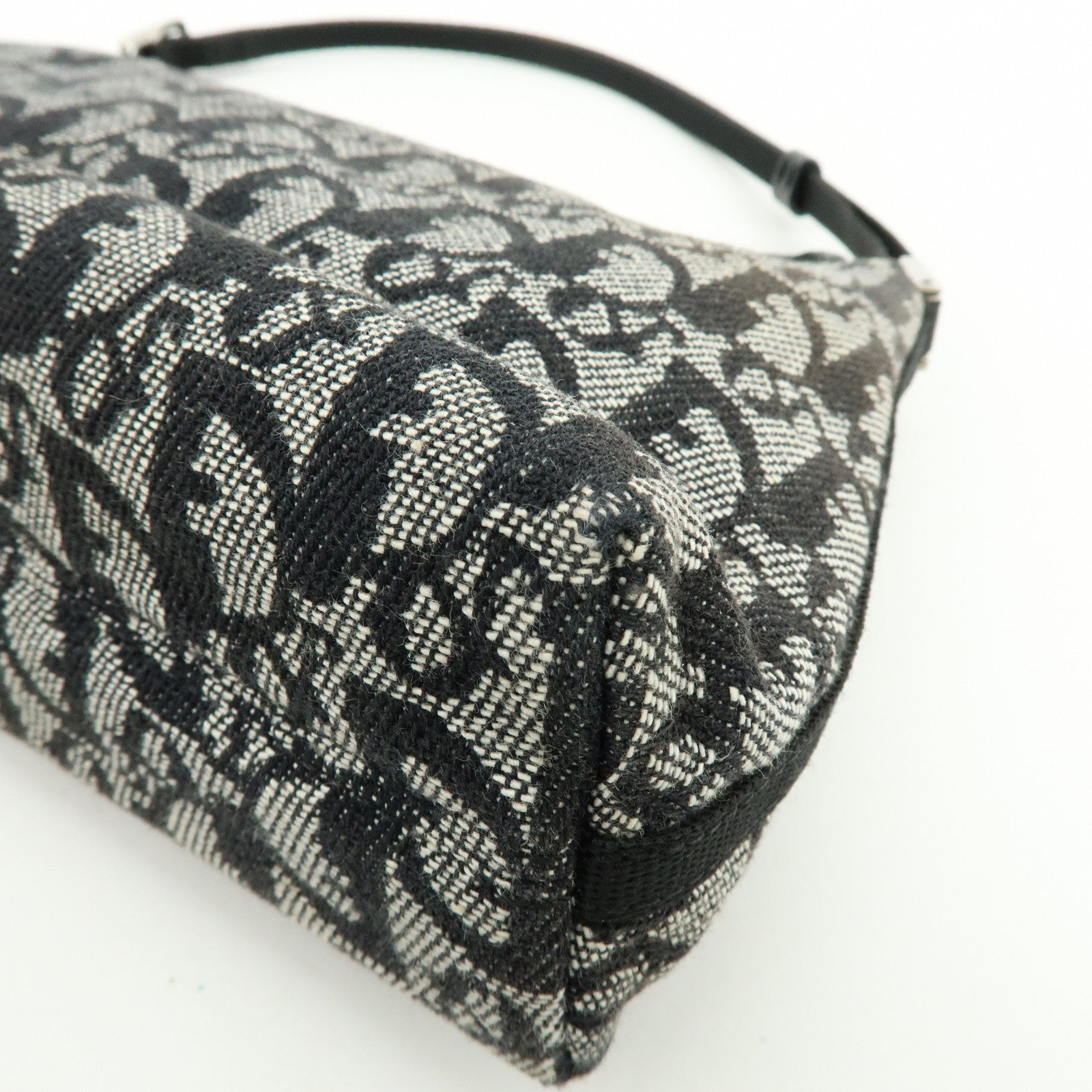 Christian Dior Trotter Jacquard Leather Shoulder Bag Black