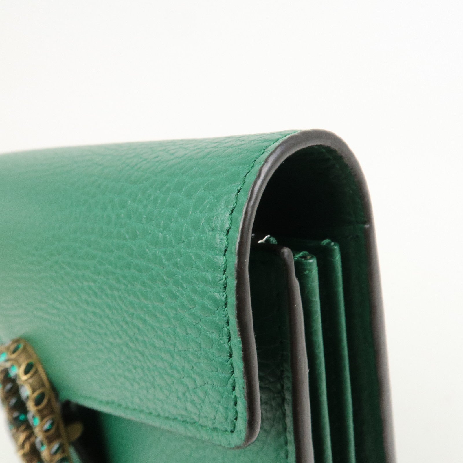 GUCCI Dionysus Leather Chain Wallet Shoulder Bag Green 401231