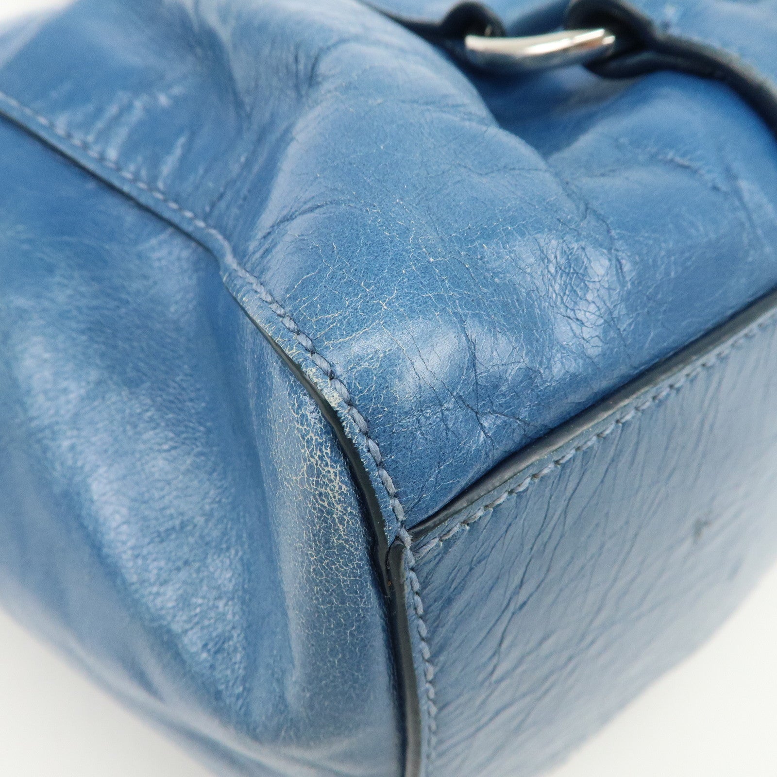 MIU MIU Leather 2Way Bag Shoulder Bag Hand Bag Blue RT0383