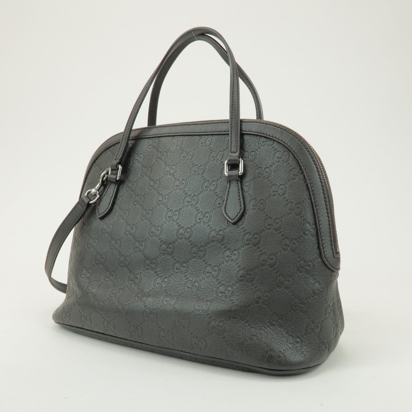 GUCCI Guccissima Leather 2Way Bag Hand Shoulder Bag Black 420023