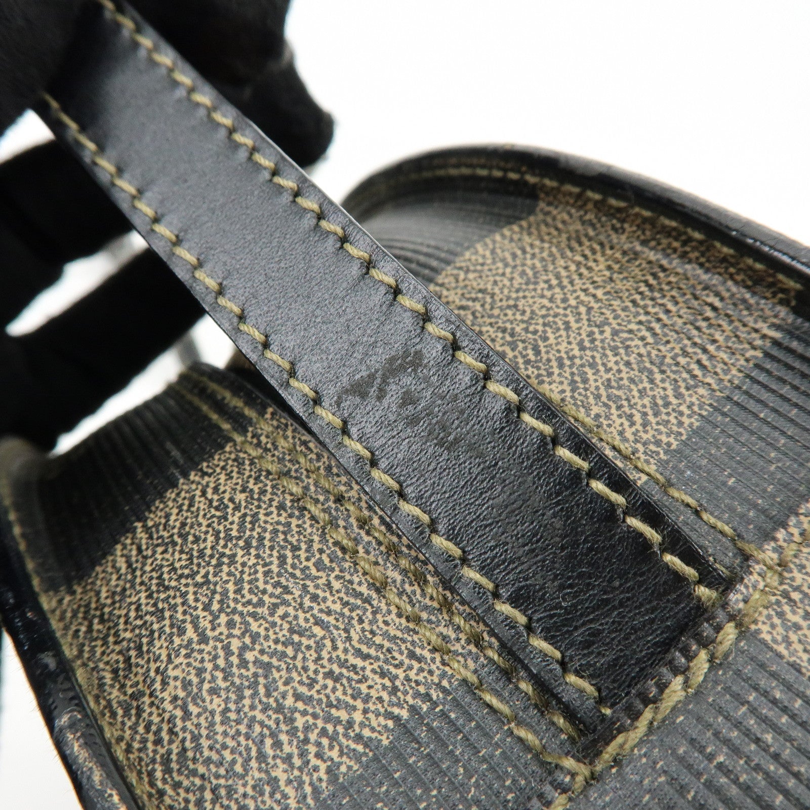 FENDI Leather PVC Round Shoulder Bag Checker Pattern Black Brown