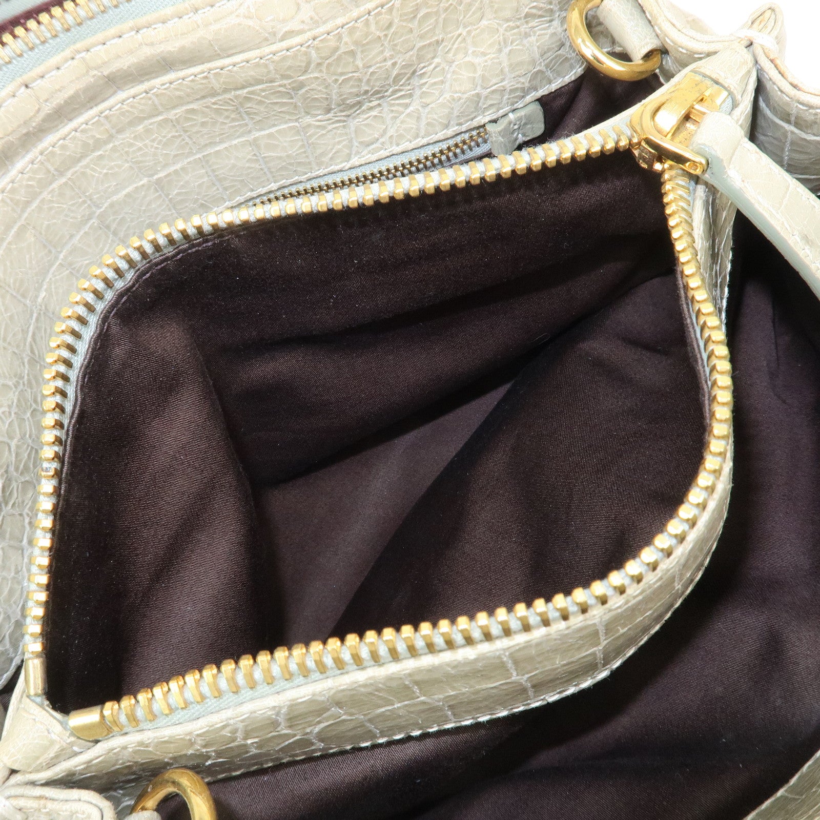 MIU MIU Logo Embossed Leather 2Way Bag Hand Bag Shoulder Bag Beige