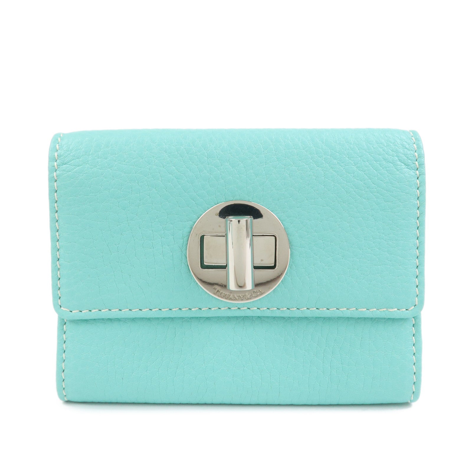 Tiffany & Co Leather Compact Bi-fold Wallet Tiffany Light Blue