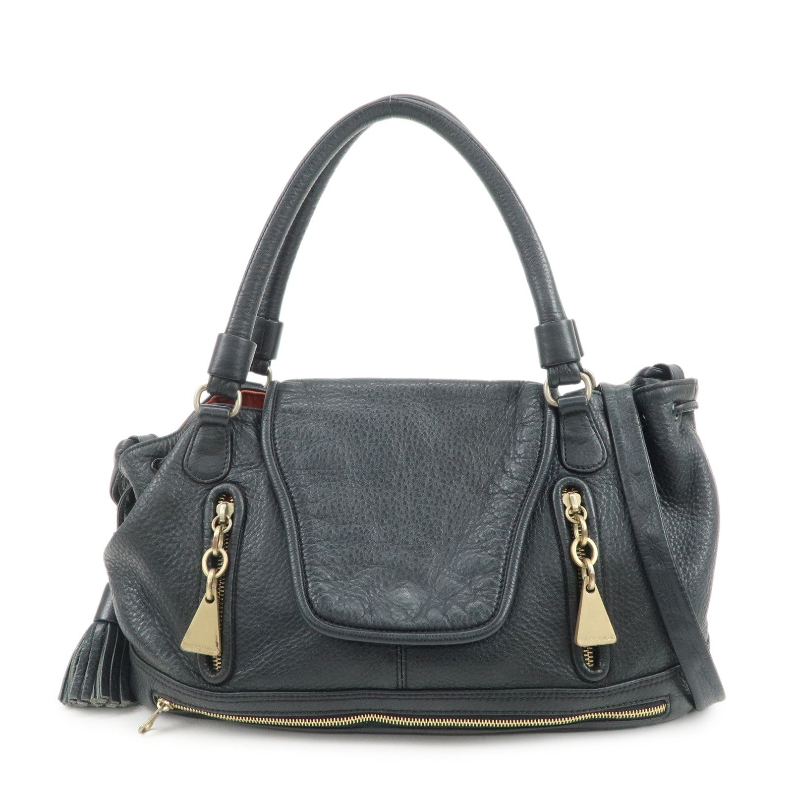 Chloe See By Chloe Cherry Leather 2Way Bag Hand Bag Black