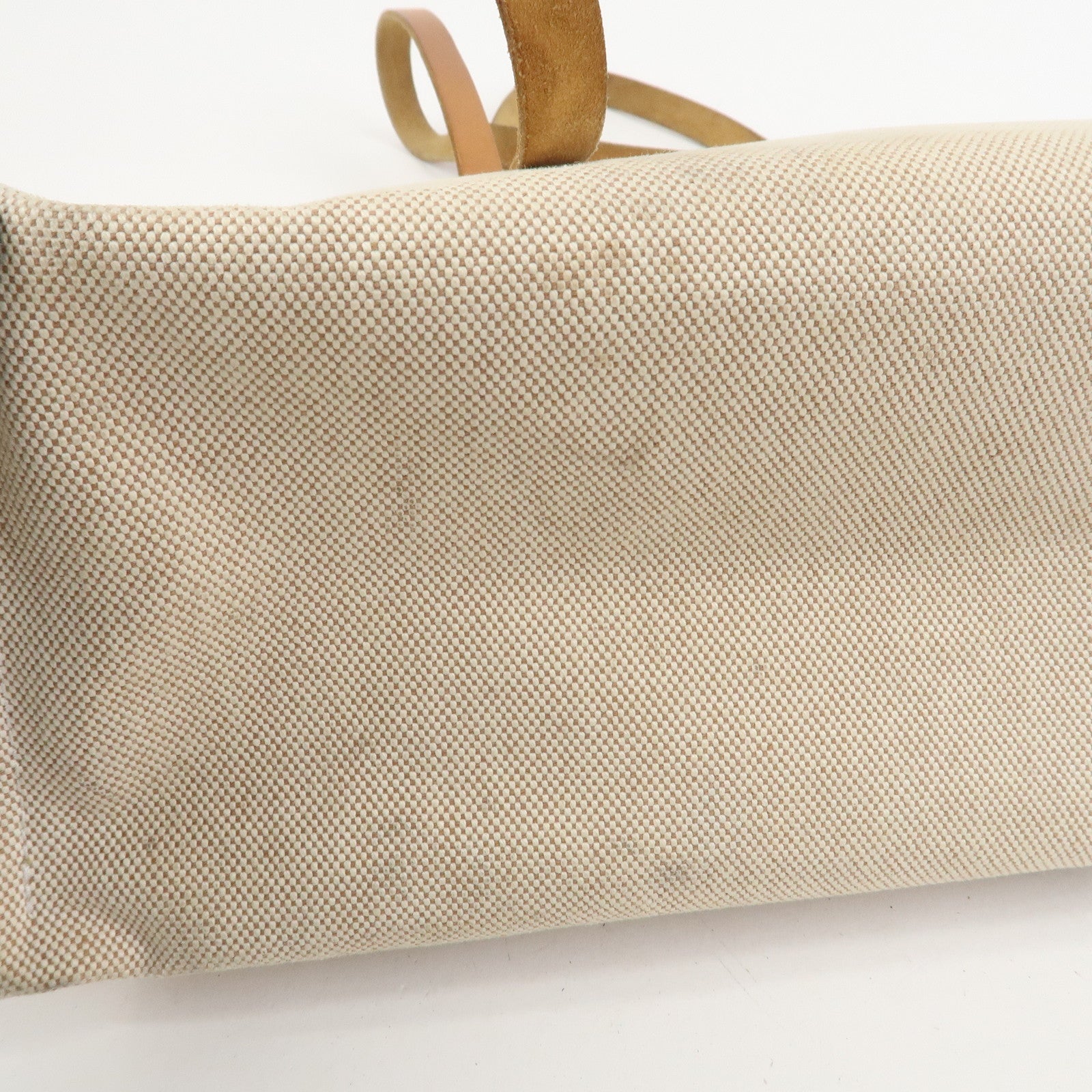 HERMES Etriviere Elan Toile H Leather Tote Bag Natural Brown