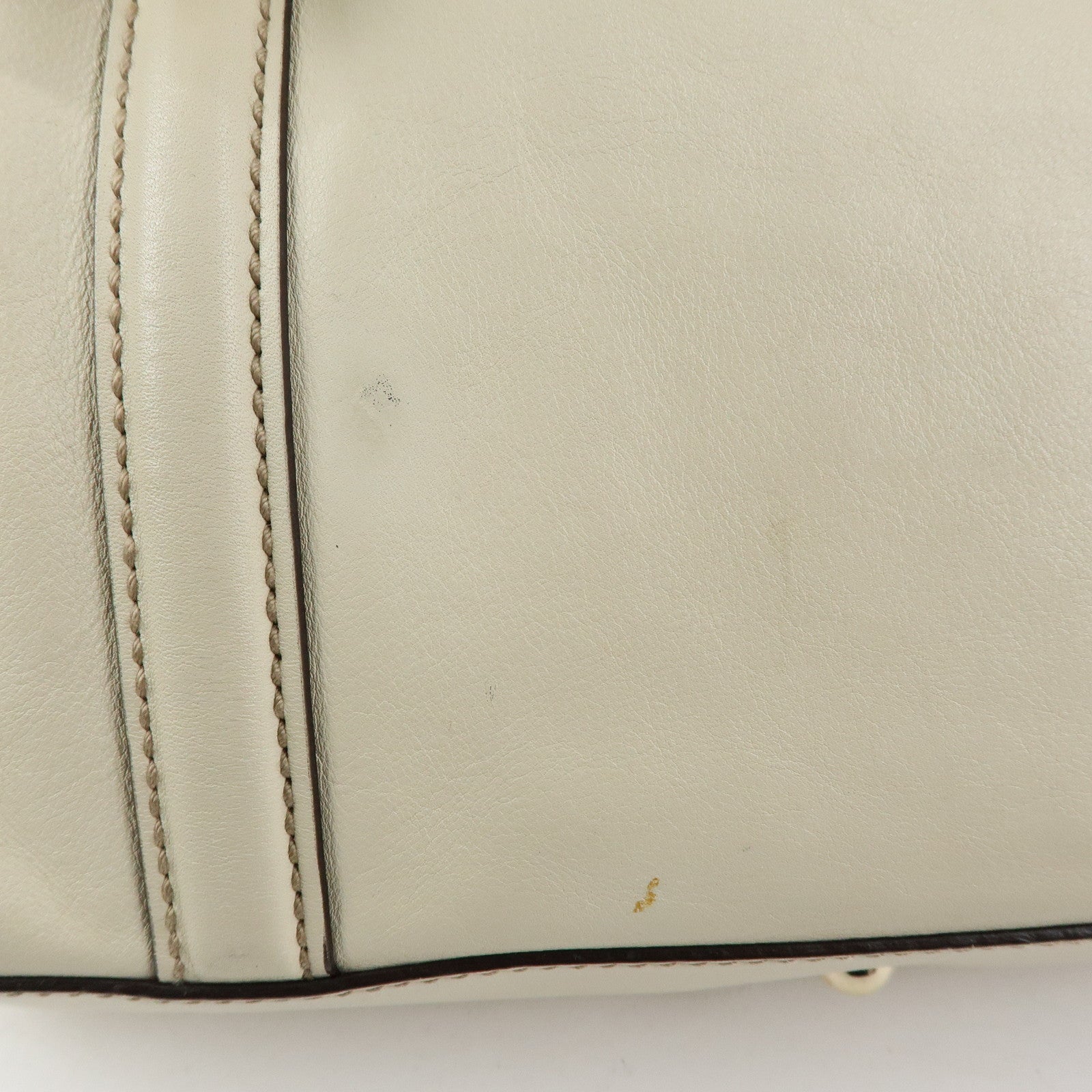 GUCCI Interlocking G Sherry Leather Boston Hand Bag Ivory 170009