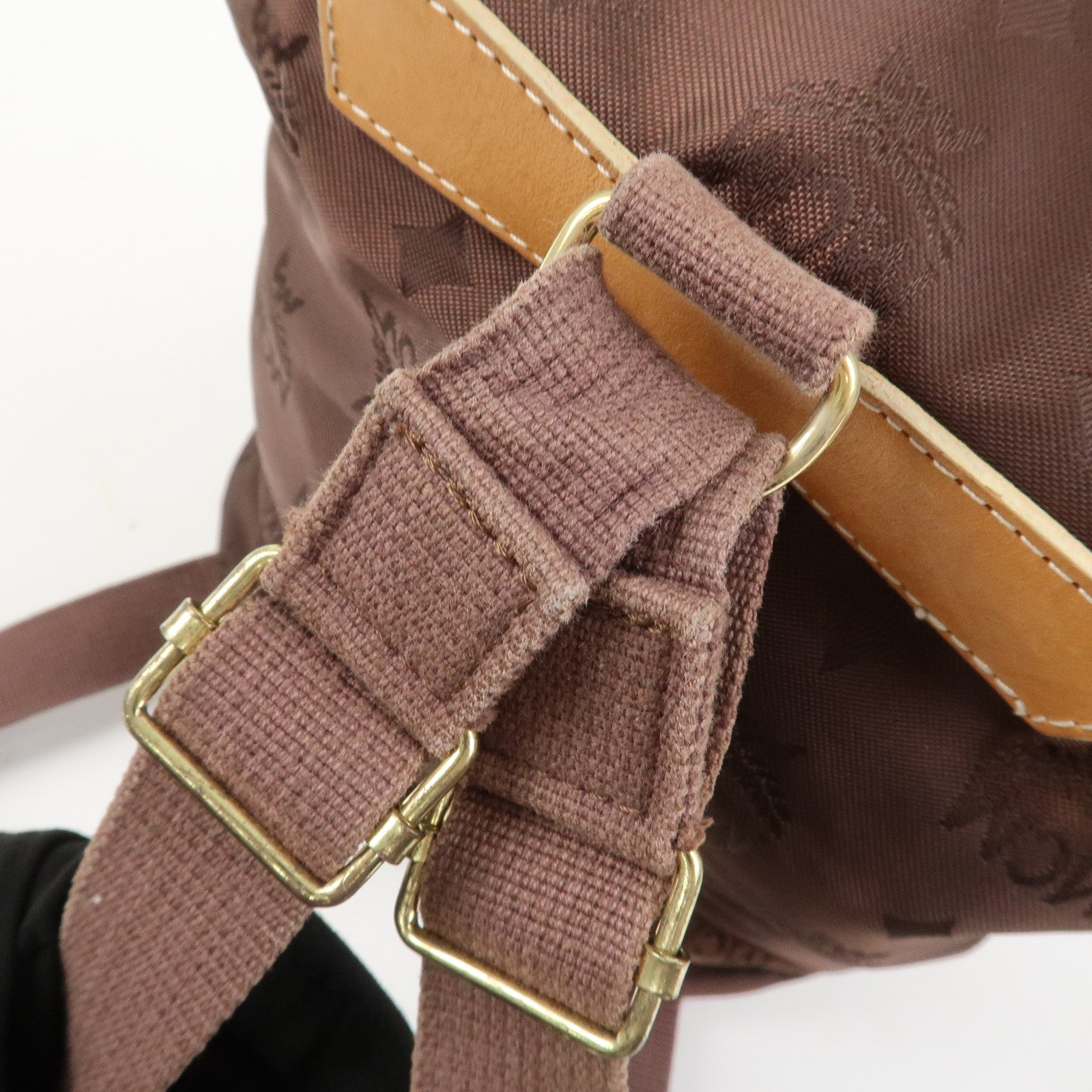 MCM Visetos Nylon Leather Backpack Rucksack Brown