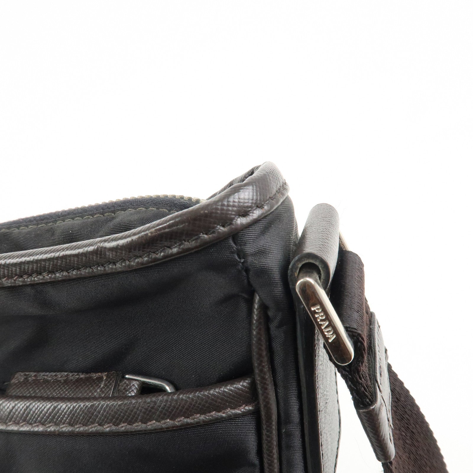 PRADA Triangle Logo Nylon Shoulder Bag Hand Bag Black