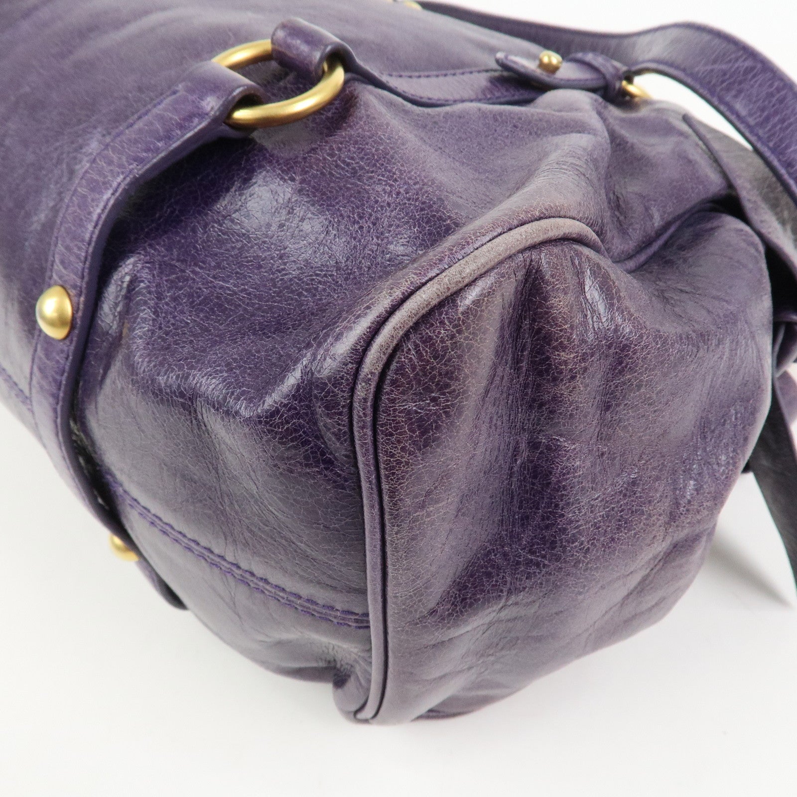 MIU MIU Logo Leather 2Way Bag Hand Bag Shoulder Bag Purple