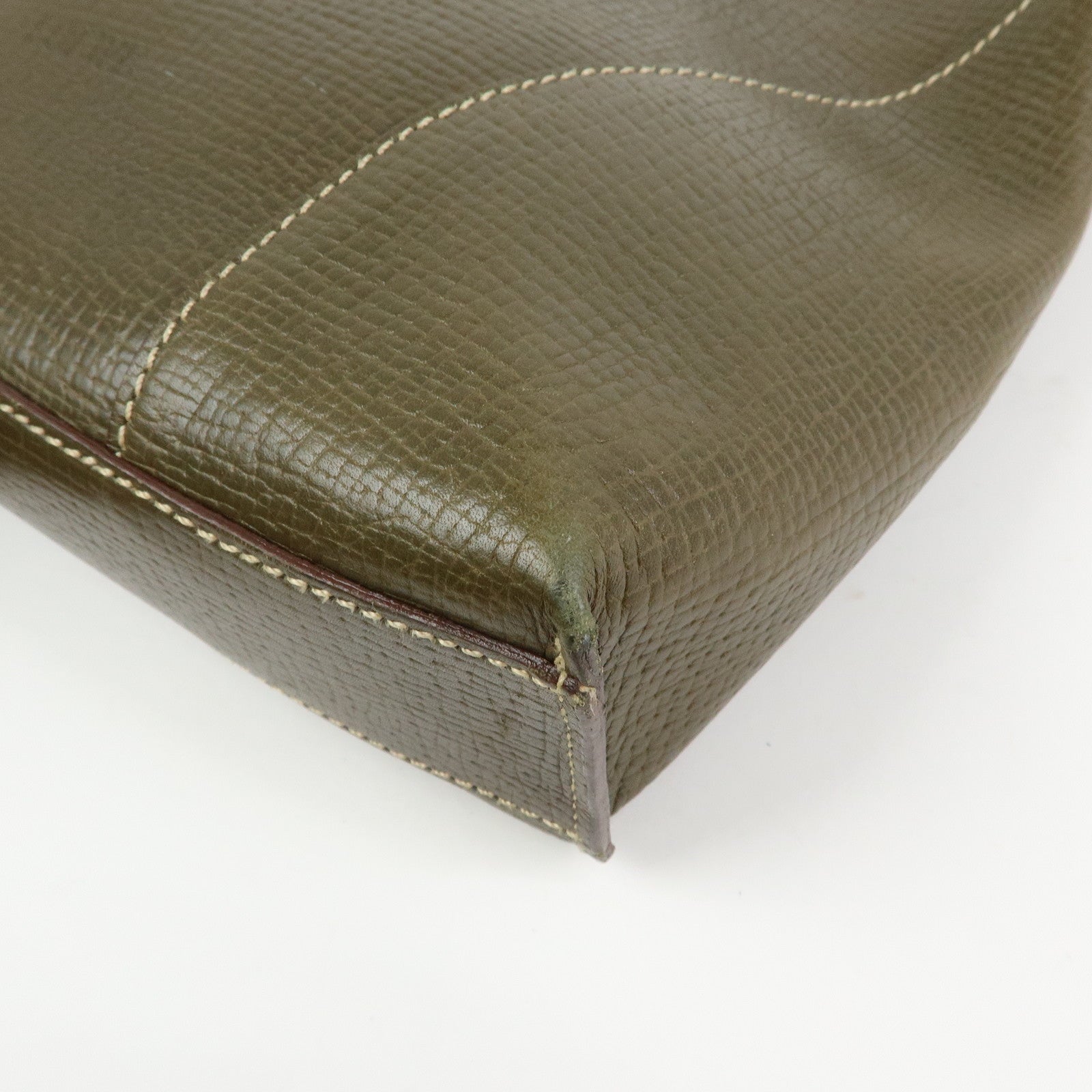 LOEWE Logo Leather Shoulder Bag Crossbody Bag Khaki Green