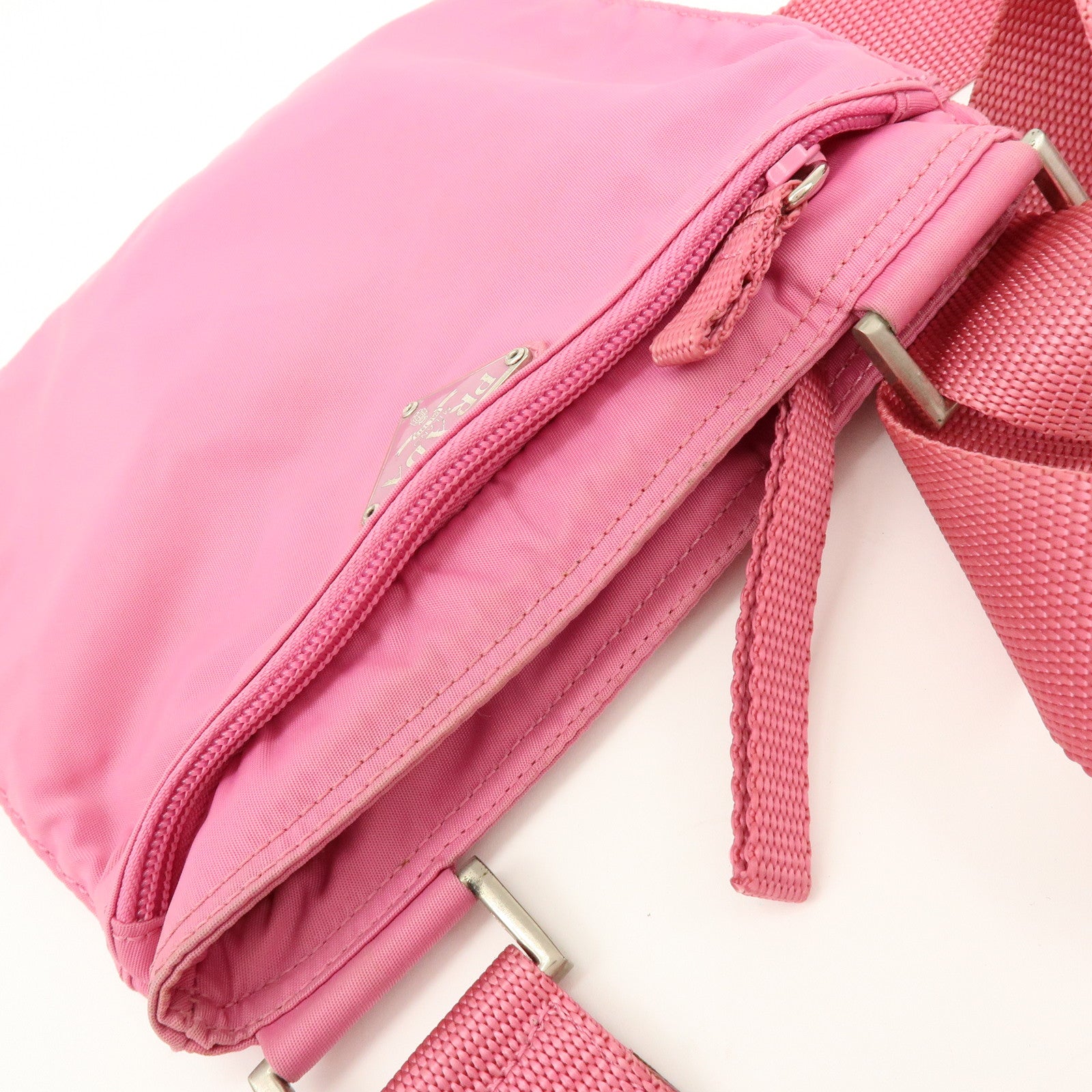 PRADA Triangle Logo Nylon Shoulder Bag Crossbody Bag Pink