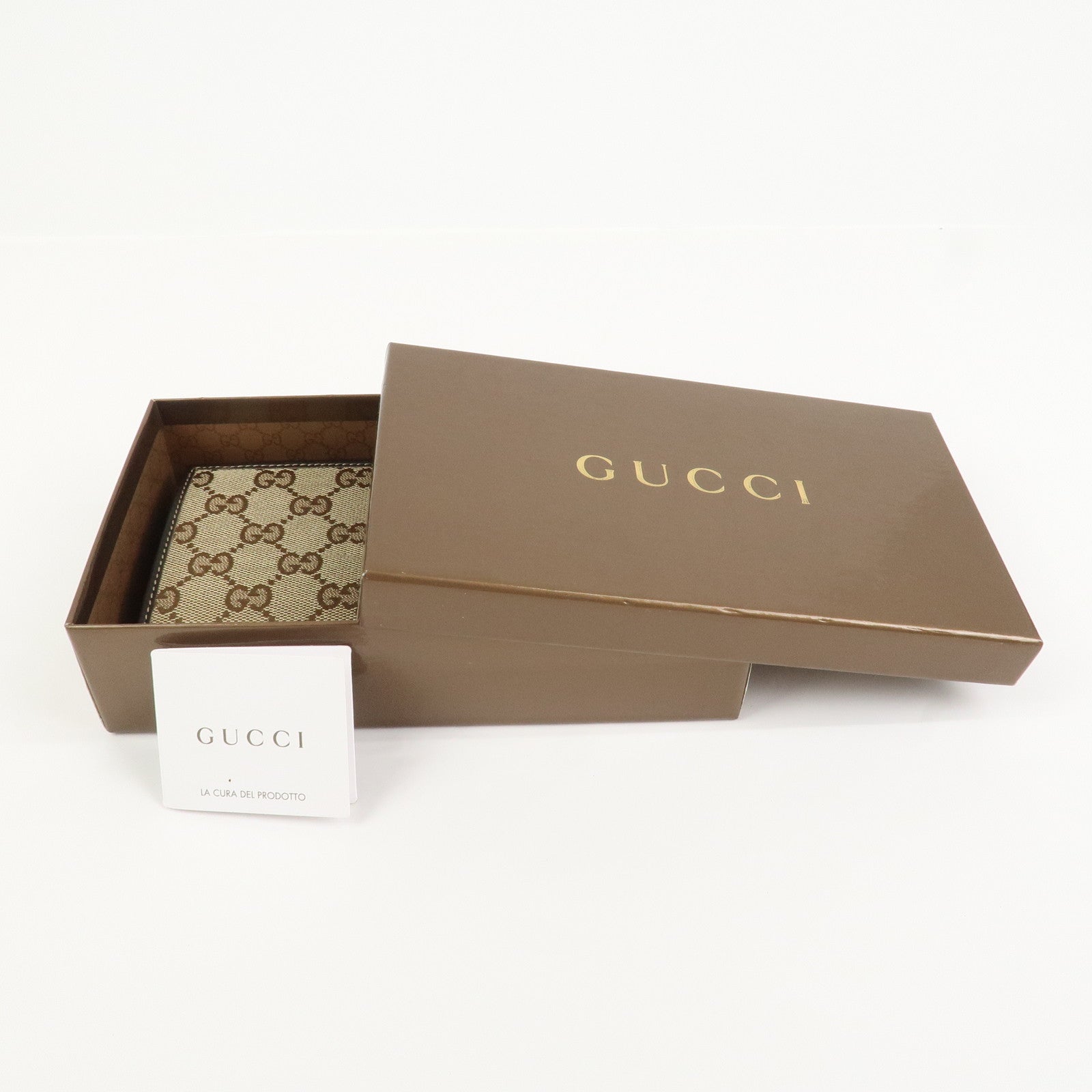 GUCCI Lovely Heart GG Canvas Bi-fold Long Wallet Beige Brown 203550