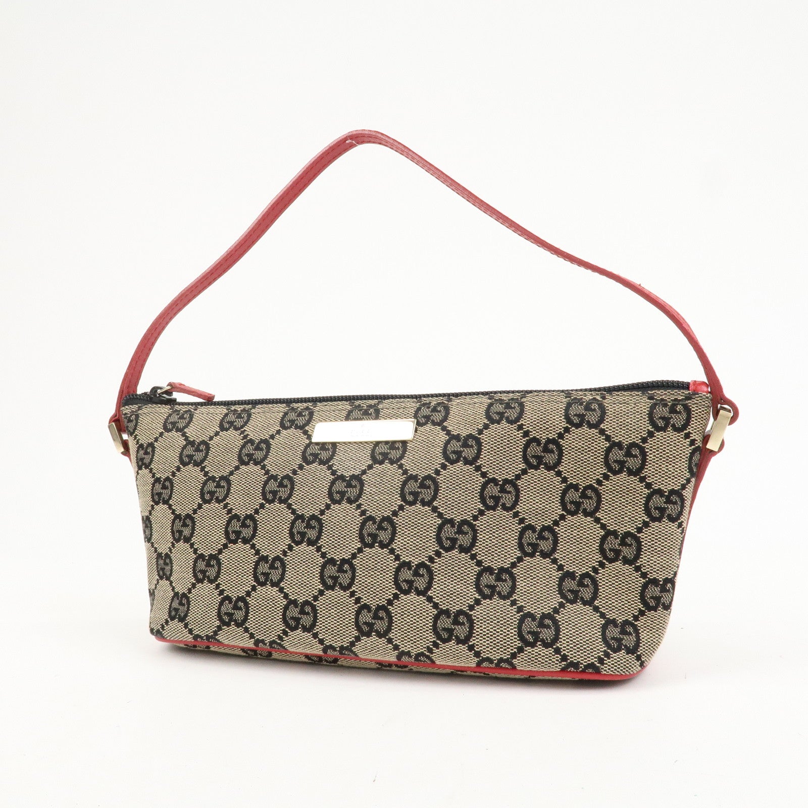 GUCCI GG Canvas Leather Accessory Pouch Hand Bag 039.1103