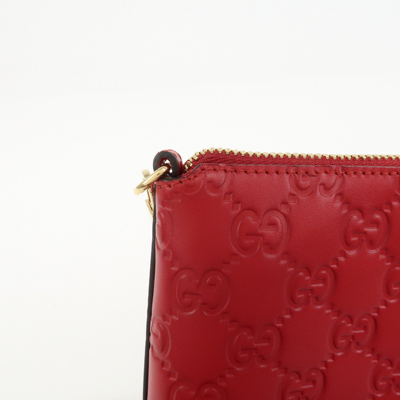 GUCCI Guccissima Leather Chain Shoulder Bag Pouch Red 428449