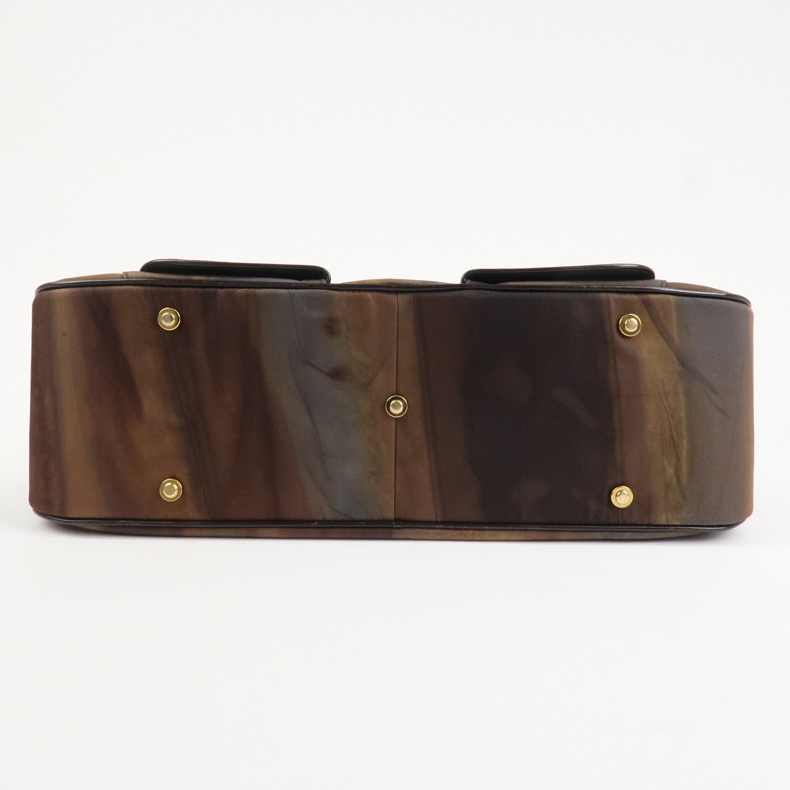 Christian Dior Double Saddle Nylon Leather Hand Boston Bag Brown Used