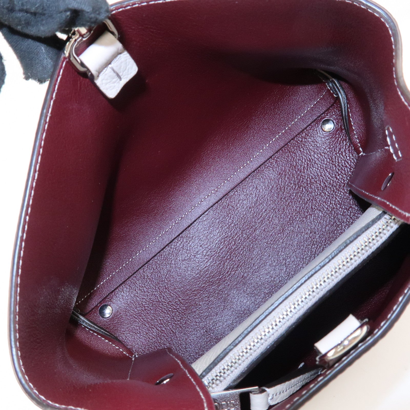 TOD'S T Timeless Micro Leather 2Way Hand Bag Gray Used