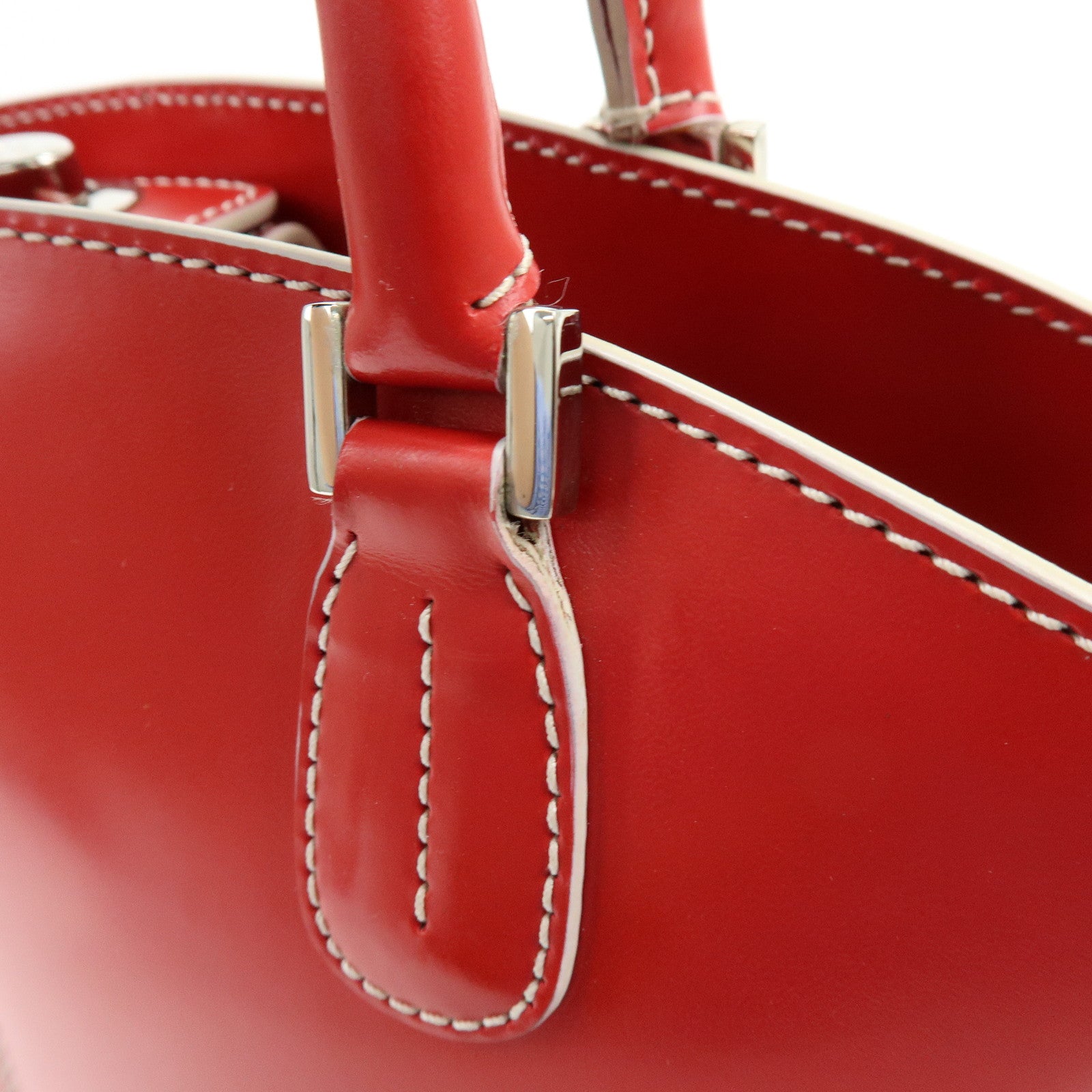 TOD'S Logo Leather Hand Bag Tote Bag Red