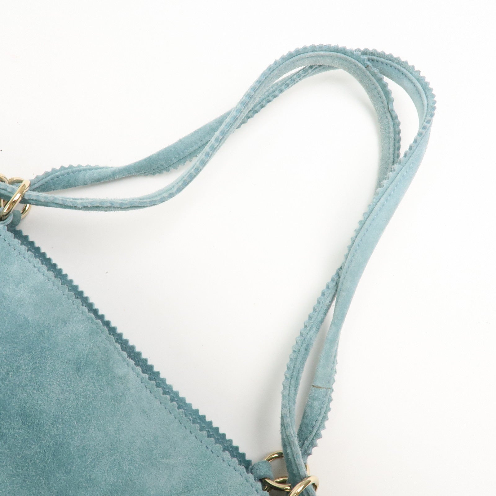 BOTTEGA VENETA Intrecciato Suede Shoulder Bag Light Blue 115807