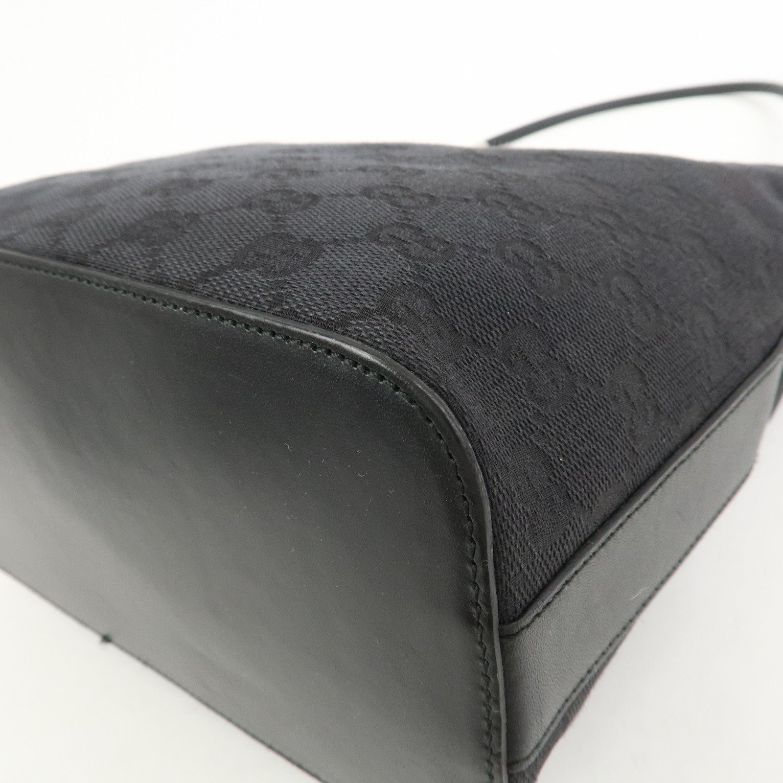 GUCCI Logo GG Canvas Leather Shoulder Bag Hand Bag Black 001.3814