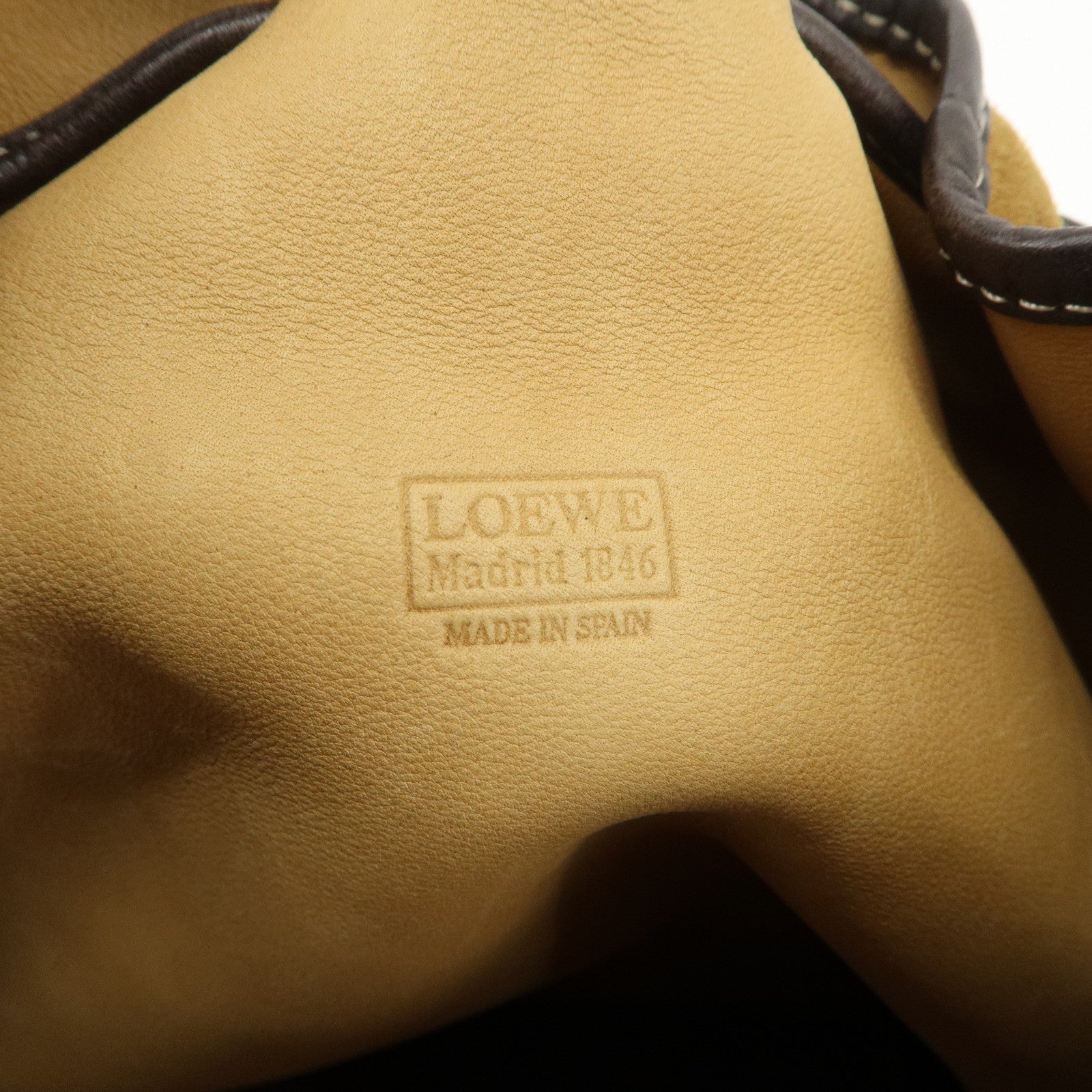 LOEWE Anagram Logo Suede Leather Shoulder Bag Brown
