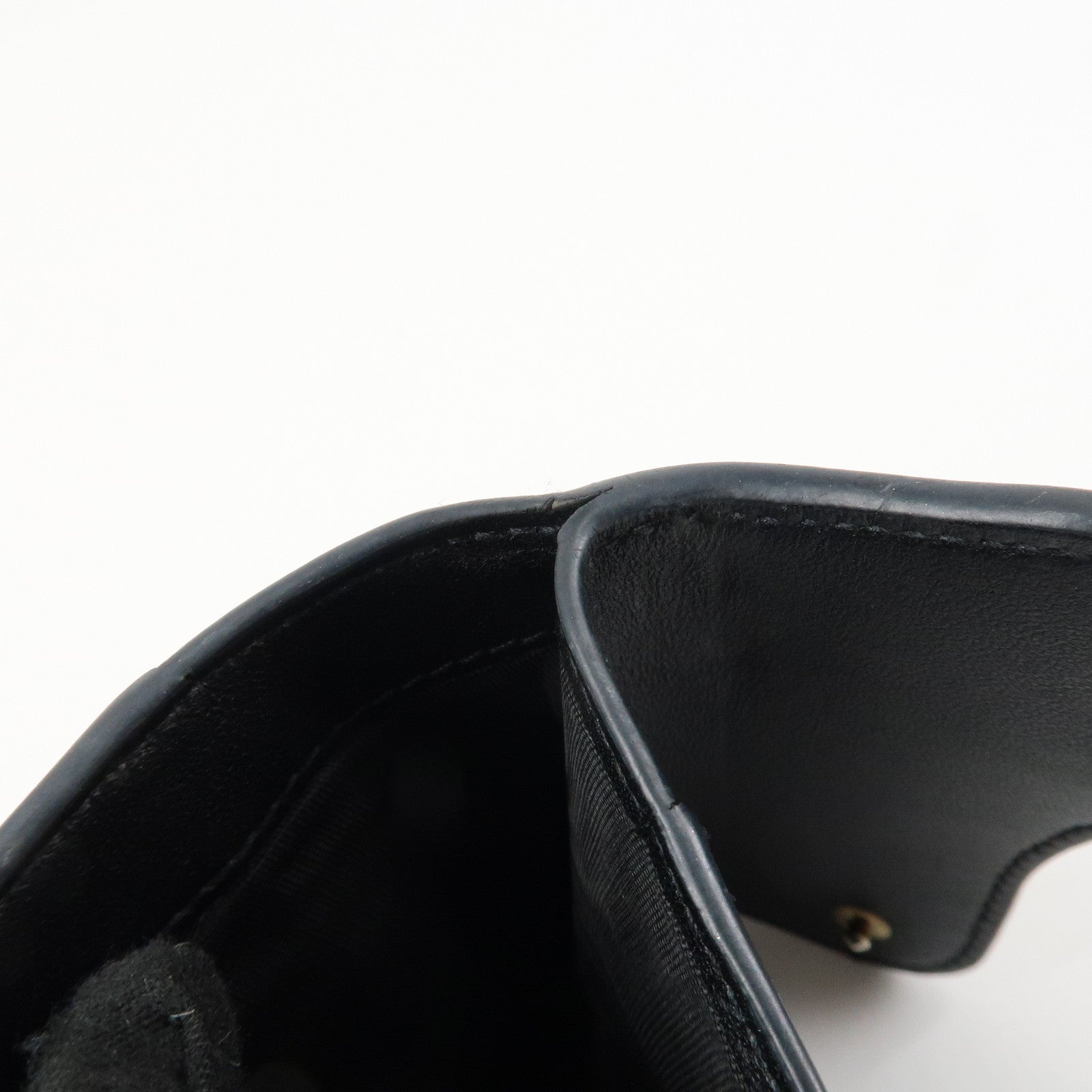 Christian Dior Saddle Leather Compact Wallet Black Gold Hardware Used