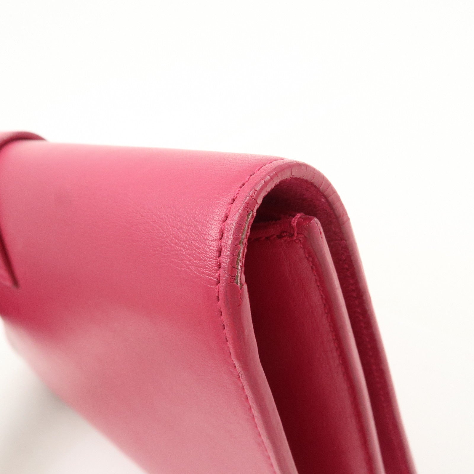 SAINT LAURENT PARIS Leather Clutch Bag Pink Gold HDW Used