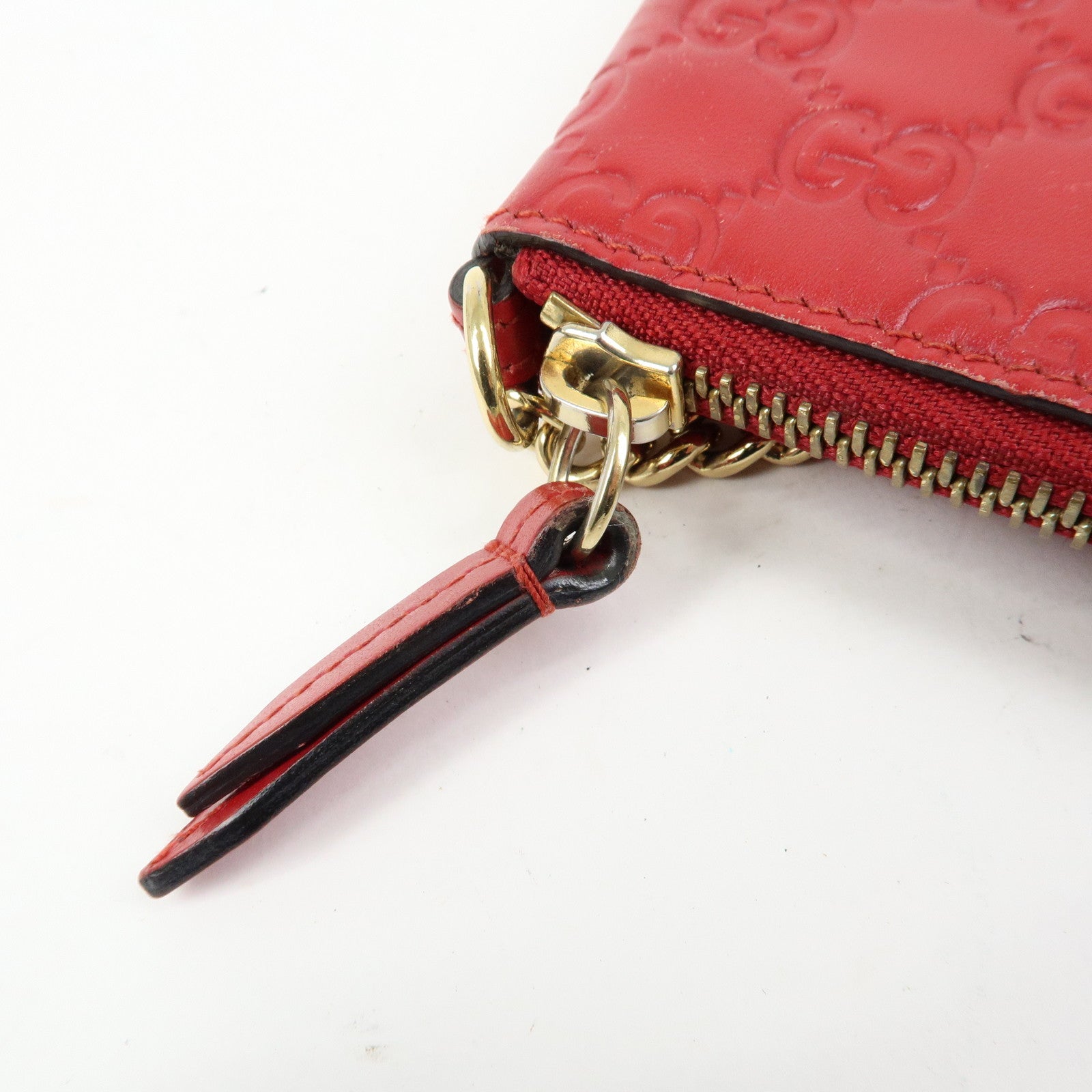 GUCCI Guccissima Leather Chain Shoulder Bag Wallet Red 428449