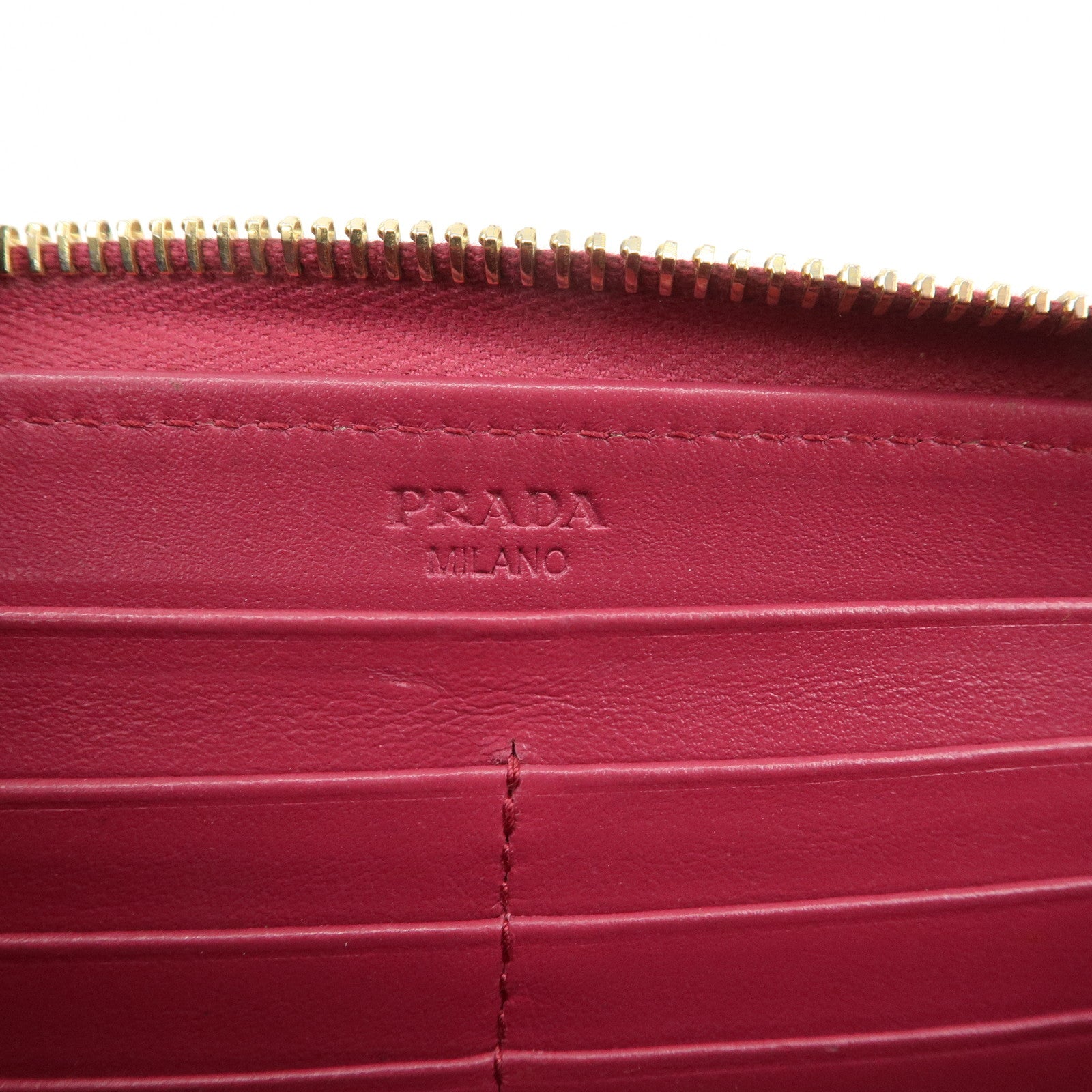 PRADA Nylon Leather Round Zippy Wallet Long Wallet Pink