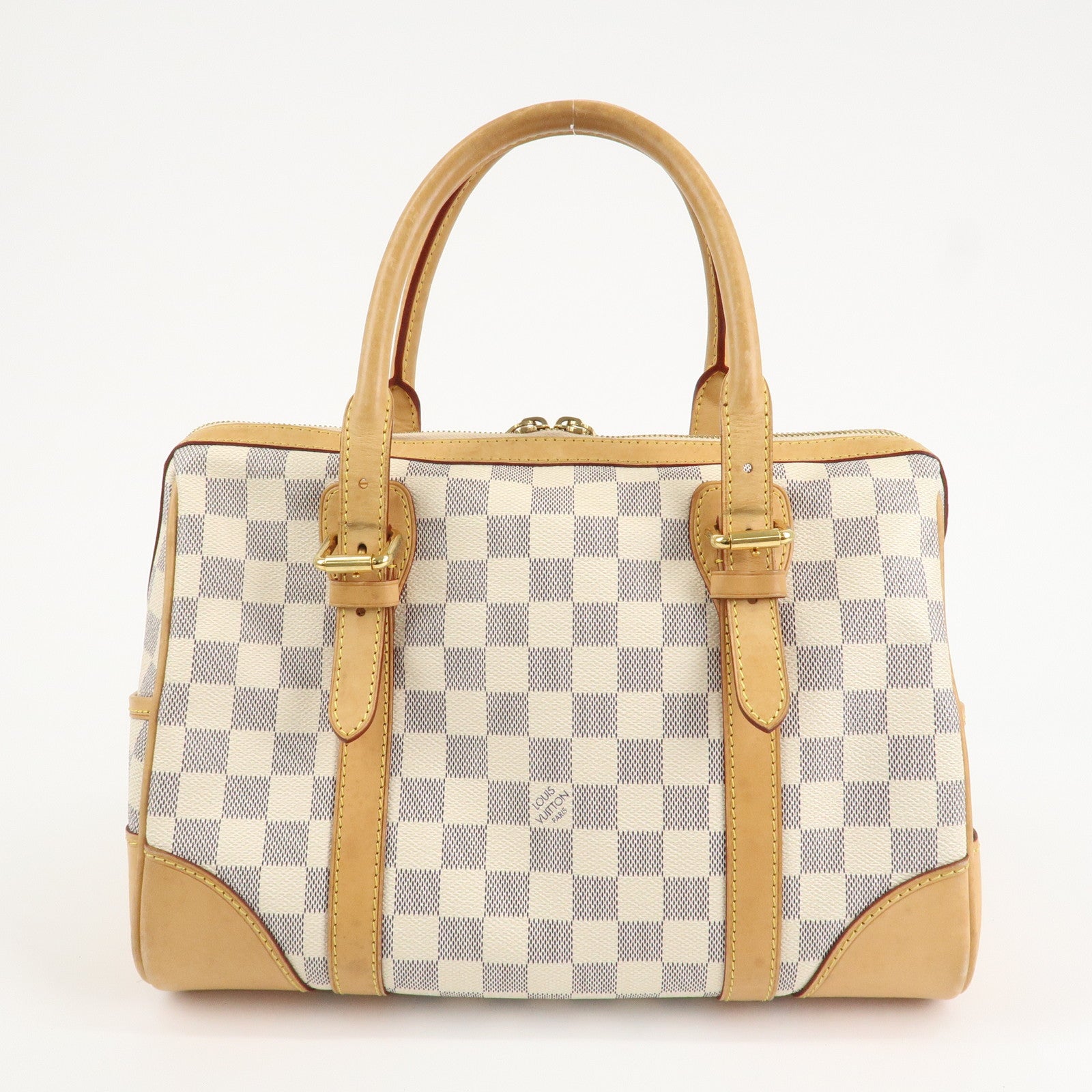 Louis Vuitton Damier Azur Leather Canvas Berkeley Hand Bag N52001 Used