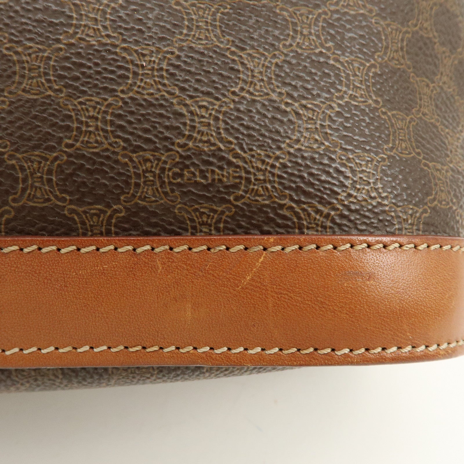 CELINE Macadam PVC Leather Tote Bag Shoulder Bag Brown