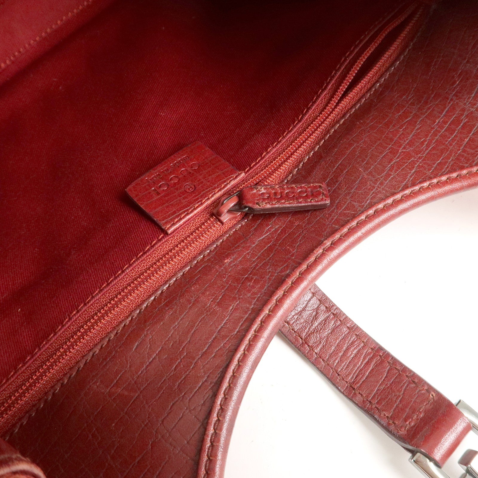 GUCCI Jackie GG Canvas Leather Shoulder Bag Hand Bag Red 01719