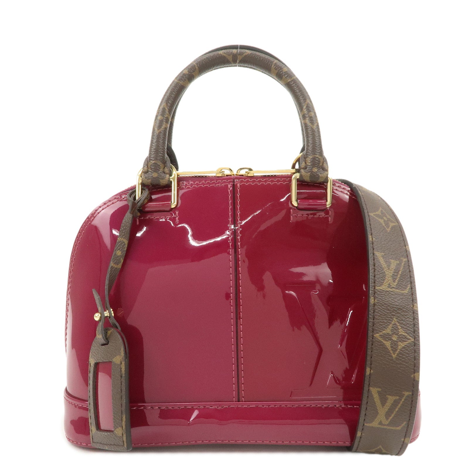 Louis Vuitton Monogram Vernis Alma BB 2Way Hand Bag Magenta M54785 Used