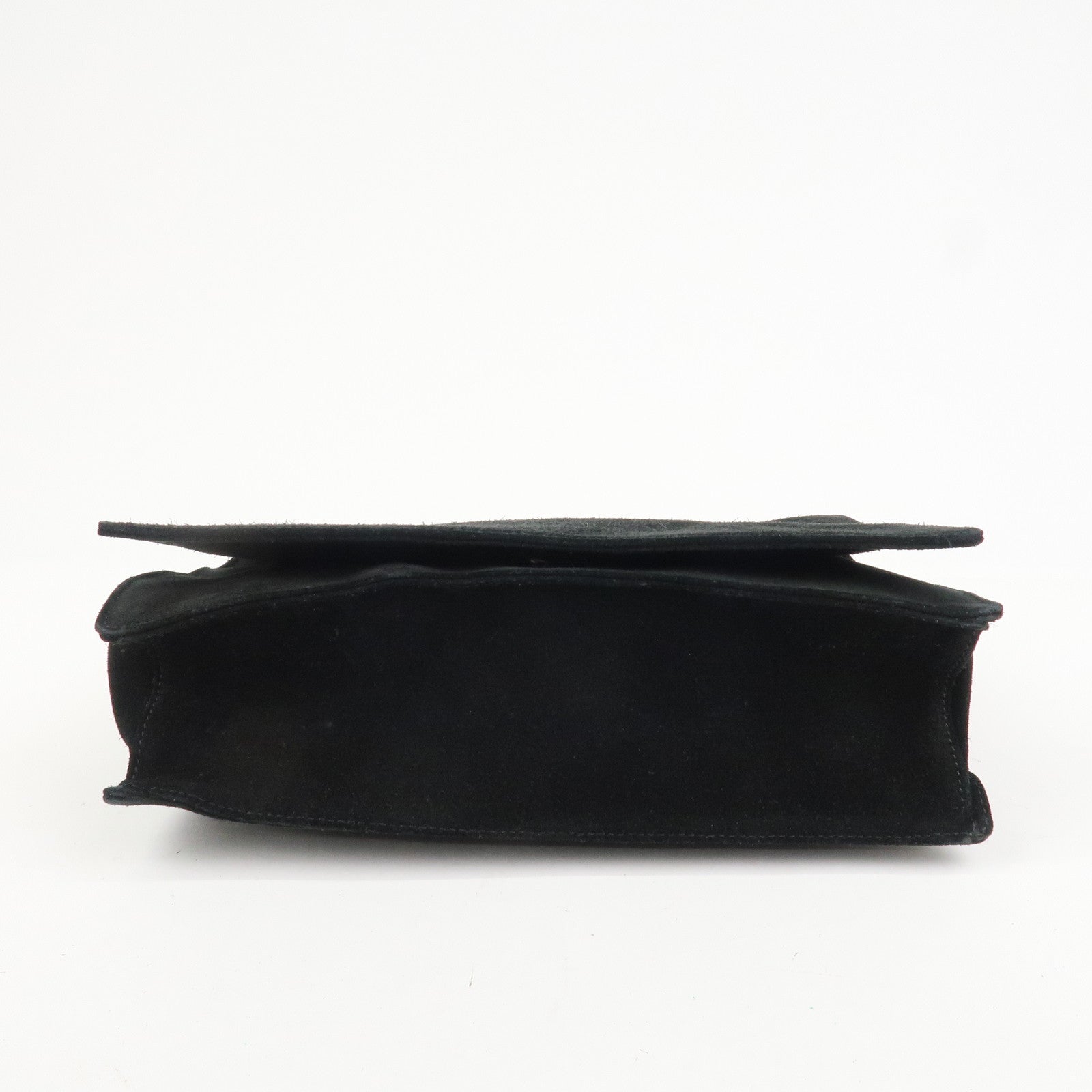 GUCCI Bamboo Suede Shoulder Bag Hand Bag Black 001・3239