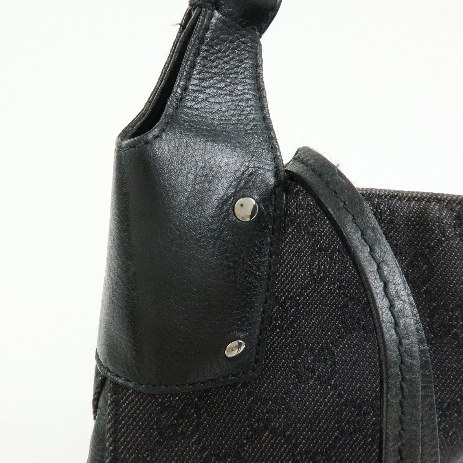 GUCCI GG Canvas Leather Shoulder Bag Hand Bag Black 179777