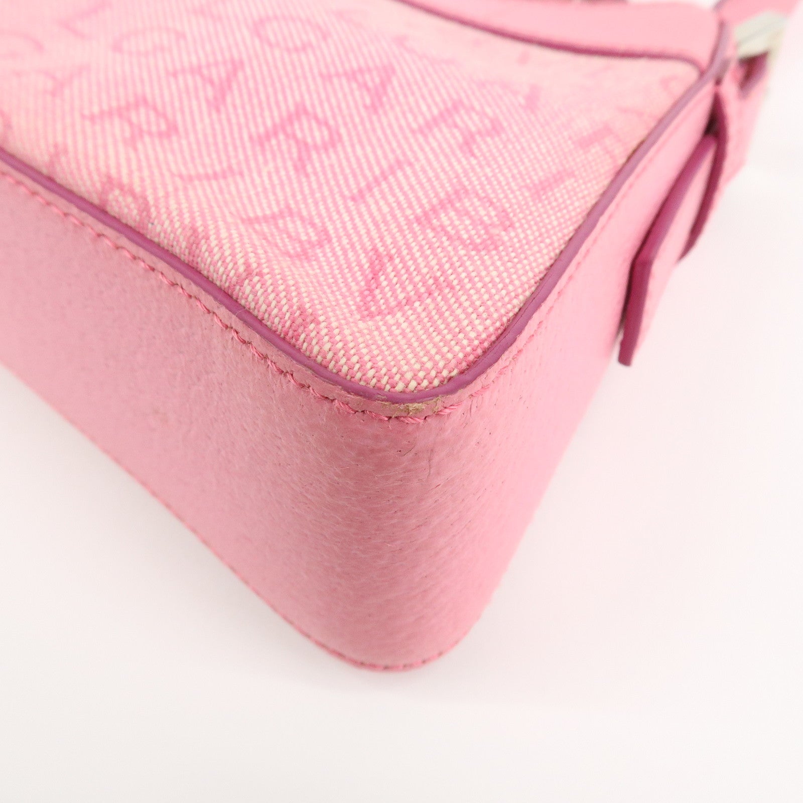 BVLGARI Logo Mania Leather Canvas Shoulder Bag Pink