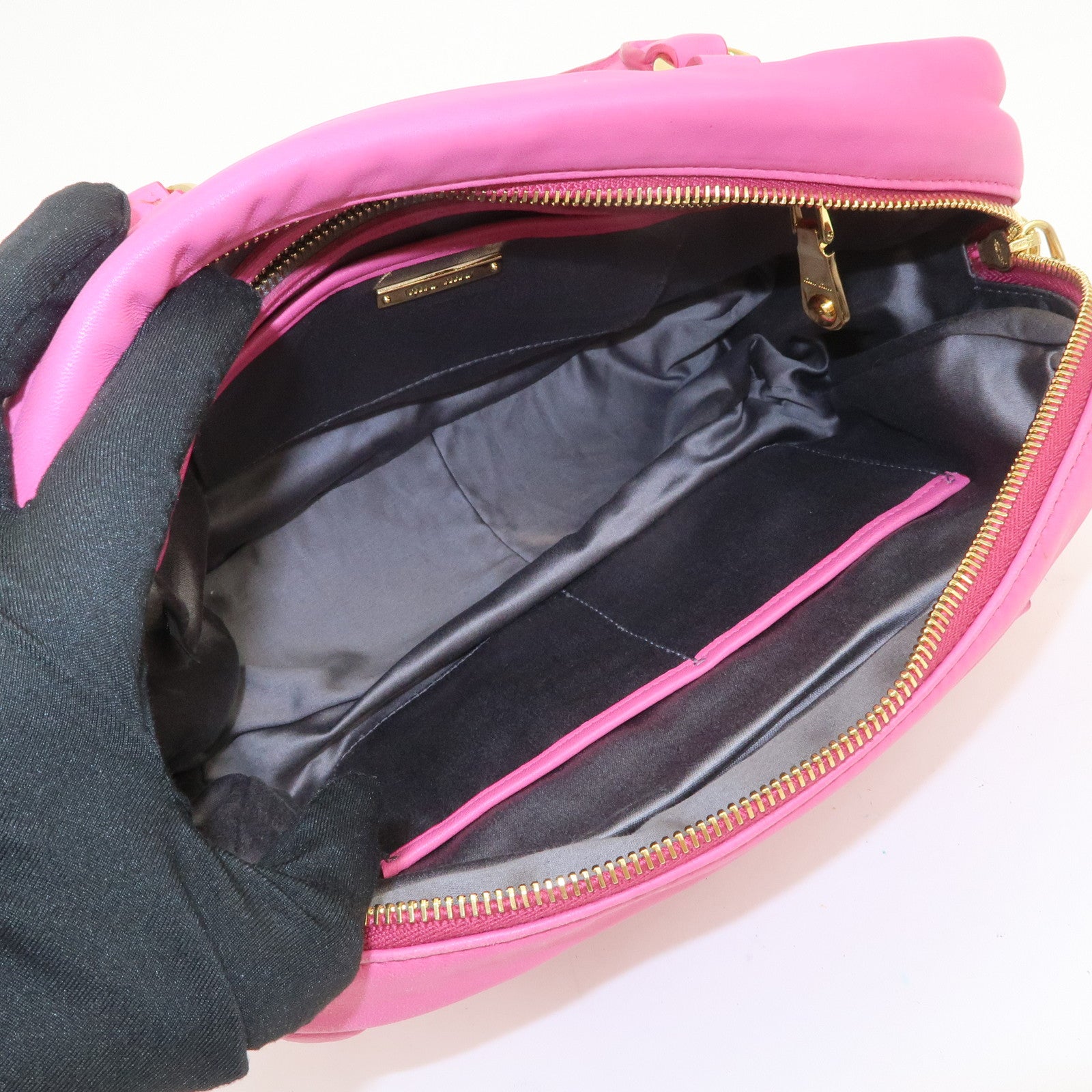 MIU MIU Logo Leather 2Way Bag Hand Bag Shoulder Bag Pink RL0048