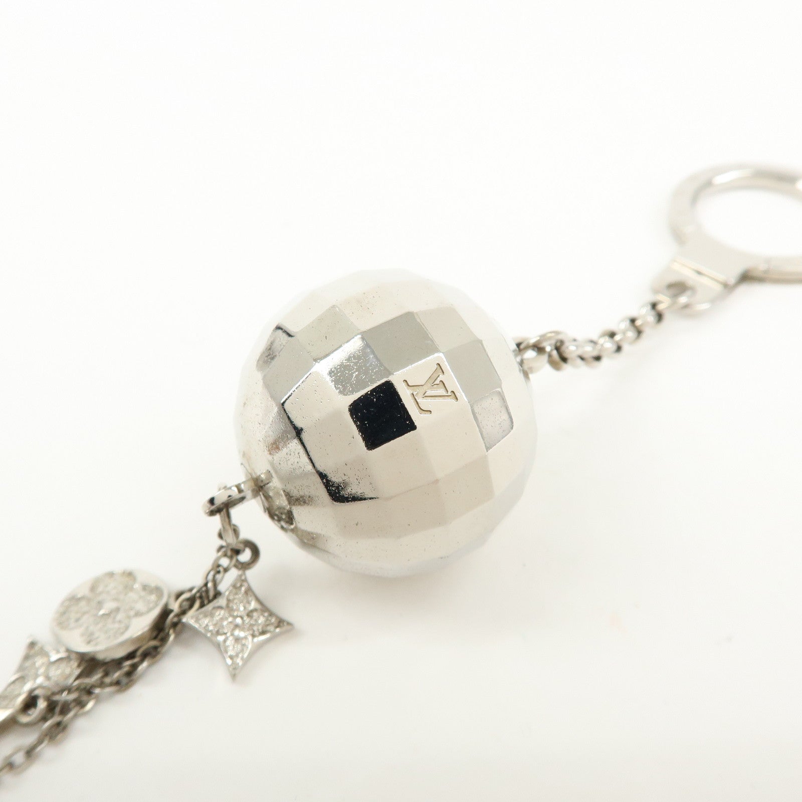 Louis Vuitton Porte Cles Glitter Bag Charm Key Chain Silver M65378