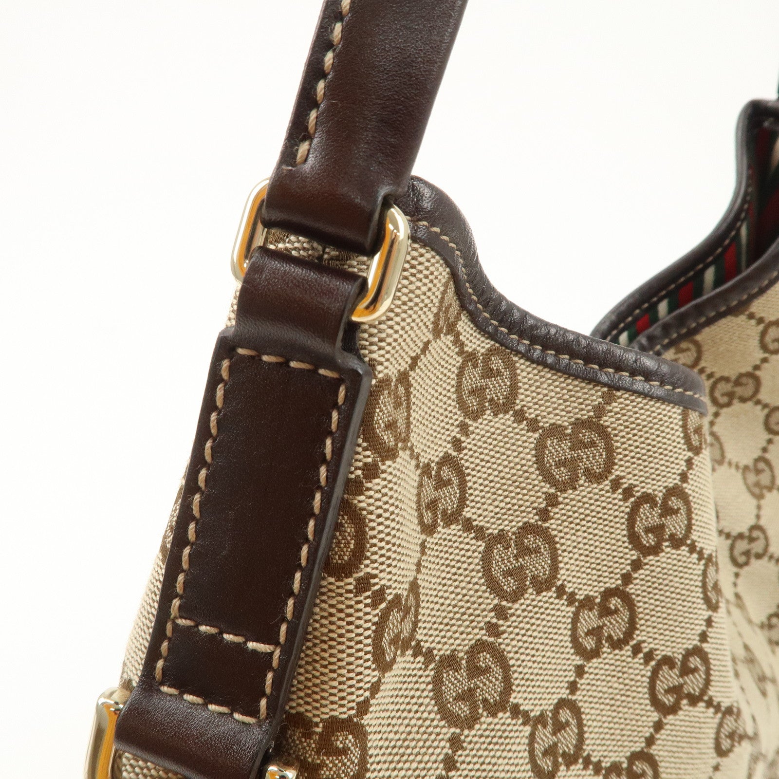 GUCCI New Britt GG Canvas Leather Shoulder Bag Beige Brown 169947