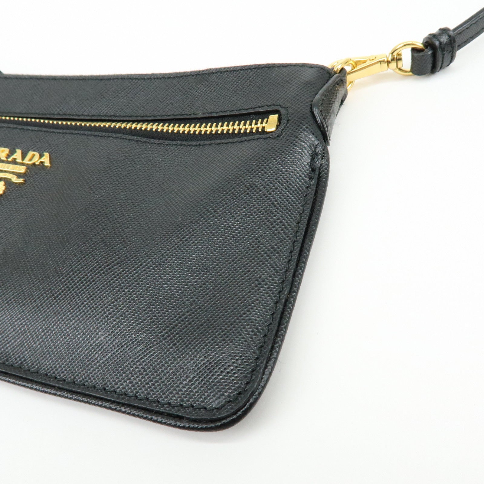 PRADA Saffiano Leather Shoulder Bag Crossbody Bag Black 1M1187